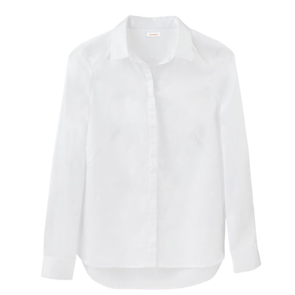CUYANA Cotton Pleat-Back Shirt in White